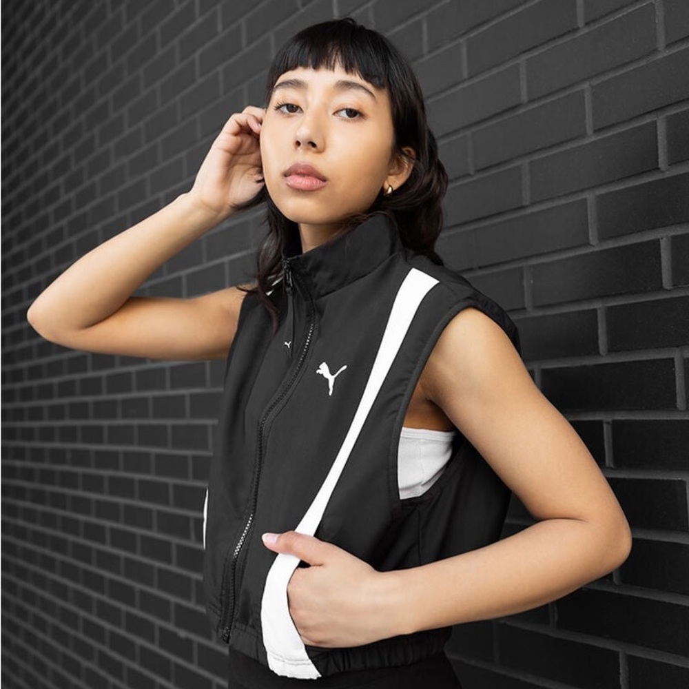 Puma Black and White Zip-Up Vest